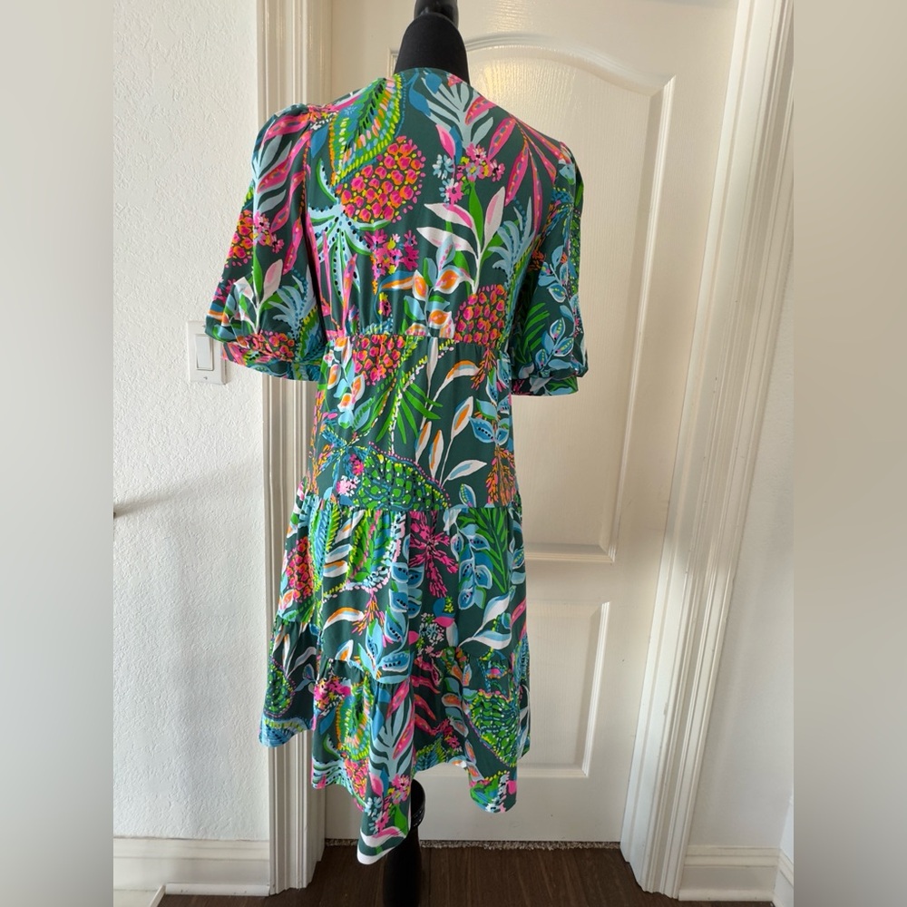 NWT Lilly Pulitzer Sz XS Chiara Tiered Dress Multi Sunshine Jungle - Picture 5 of 11